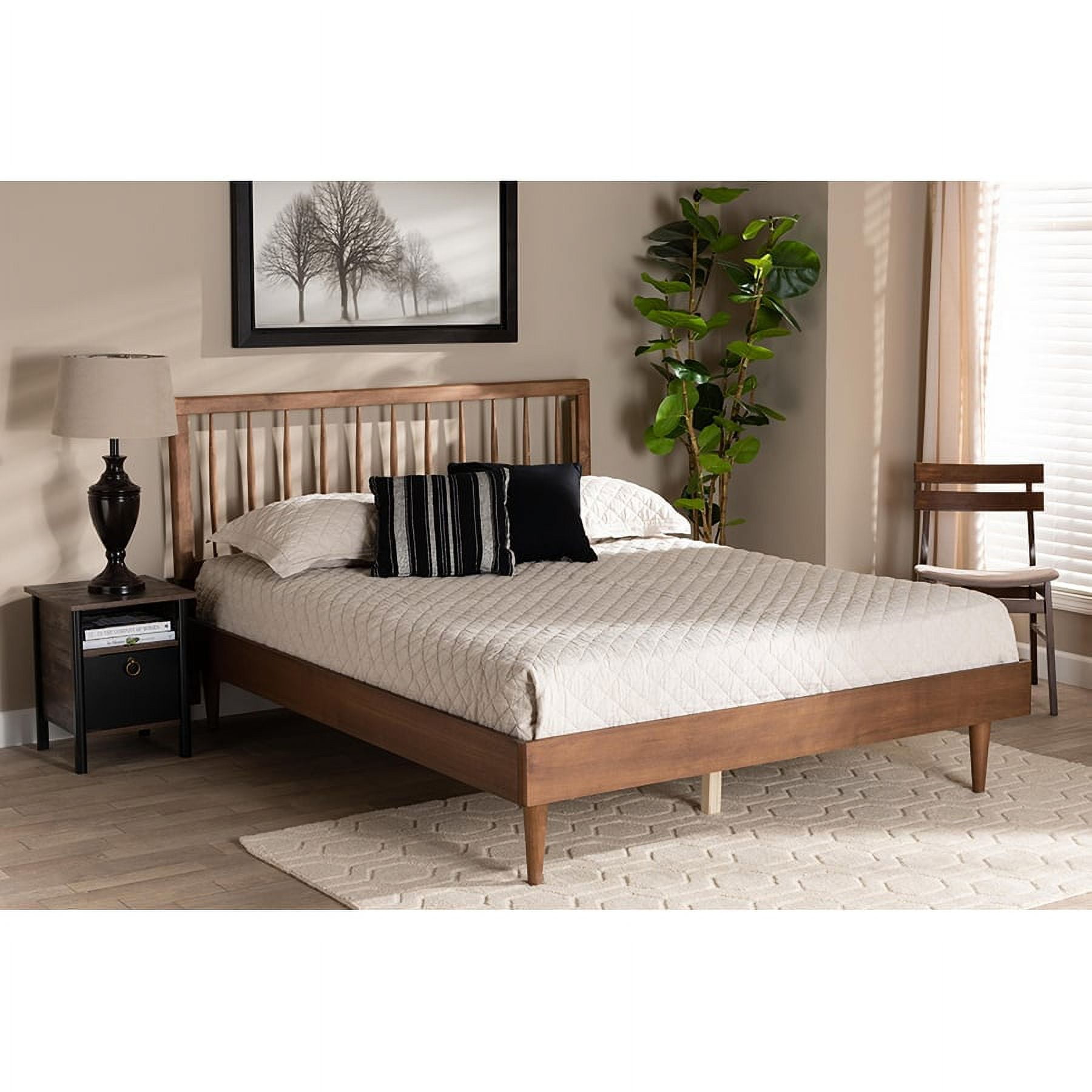 Baxton Studio Sora Mid-Century Modern Ash Walnut Finished Wood Full Size Platform Bed