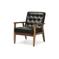 thumbnail image 1 of Baxton Studio Sorrento Mid-century Retro Modern Black Faux Leather Upholstered Wooden Lounge Chair, 1 of 6