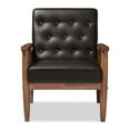 thumbnail image 1 of Baxton Studio Sorrento Mid-century Retro Modern Brown Faux Leather Upholstered Wooden Lounge Chair, 1 of 5