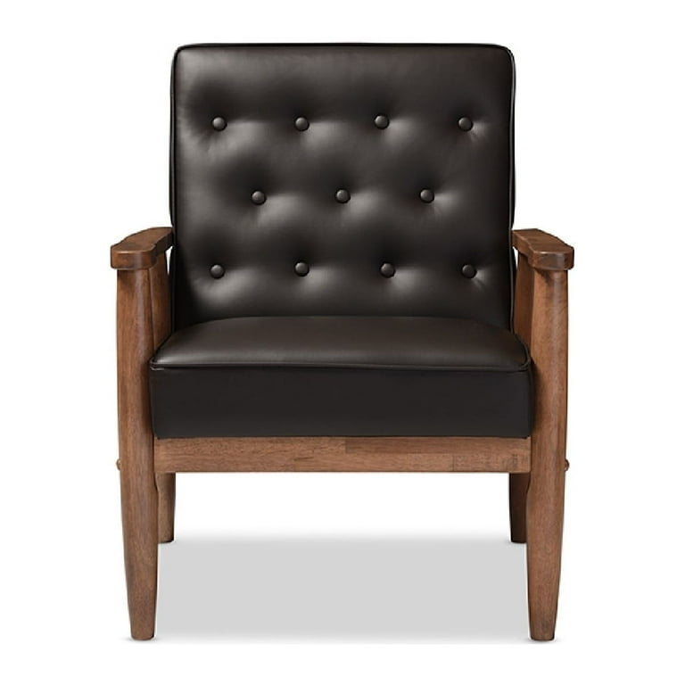 Baxton Studio Sorrento Mid-century Retro Modern Brown Faux Leather Upholstered Wooden Lounge Chair Baxton Studio Sorrento Mid-century Retro Modern Brown Faux Leather Upholstered Wooden Lounge Chair