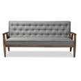 thumbnail image 1 of Baxton Studio Sorrento Mid-century Retro Modern Grey Fabric Upholstered Wooden 3-seater Sofa, 1 of 5