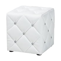 Baxton Studio Stacey Modern and Contemporary White Faux Leather Upholstered Ottoman