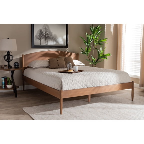 Baxton Studio Studio Leanora Mid-Century Wood Platform Bed, King, Walnut