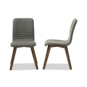 Baxton Studio Sugar Mid-century Retro Modern Scandinavian Style Dark Grey Fabric Upholstered Walnut Wood Finishing