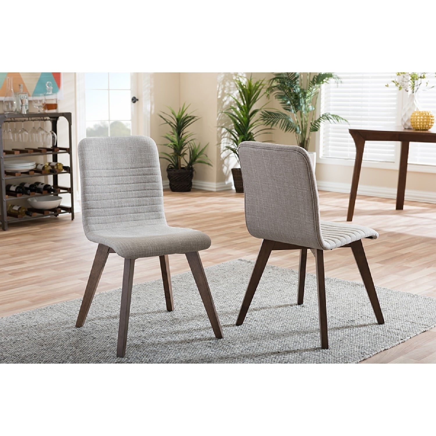 Scandinavian Light Grey Faux Leather Parsons Side Chair