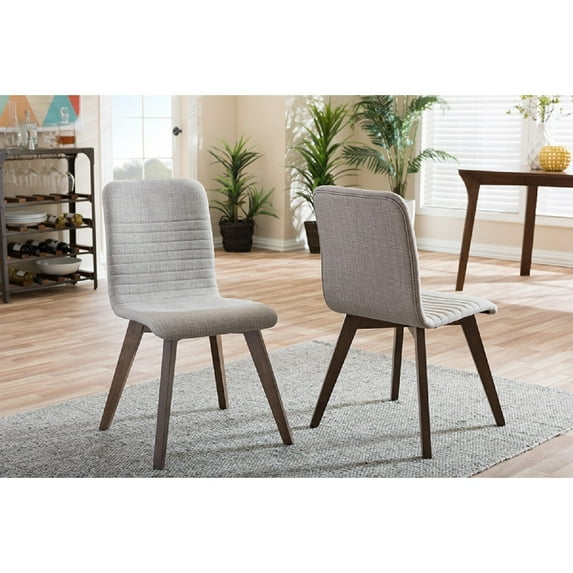 Baxton Studio Sugar Mid-century Retro Modern Scandinavian Style Light Grey Fabric Upholstered Walnut Wood Finishing