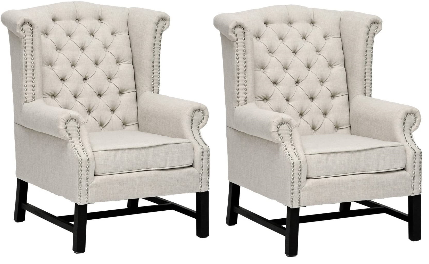 Baxton Studio Sussex Beige Linen Club Chair Set of 2 Walmart