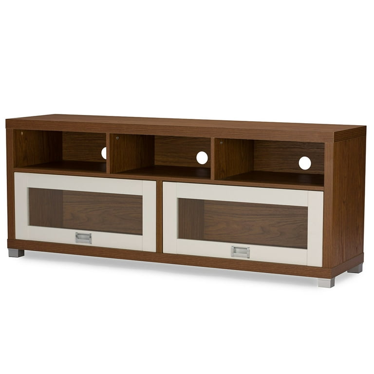 Baxton Studio Swindon Modern Two tone Walnut and White TV Stand