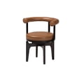thumbnail image 1 of Baxton Studio Delacruz Swivel Dining Chair - Round Open Back Accent Chair with Faux Leather Upholstery, Modern Contemporary Seating for Kitchen or Dining Room, 1 of 3