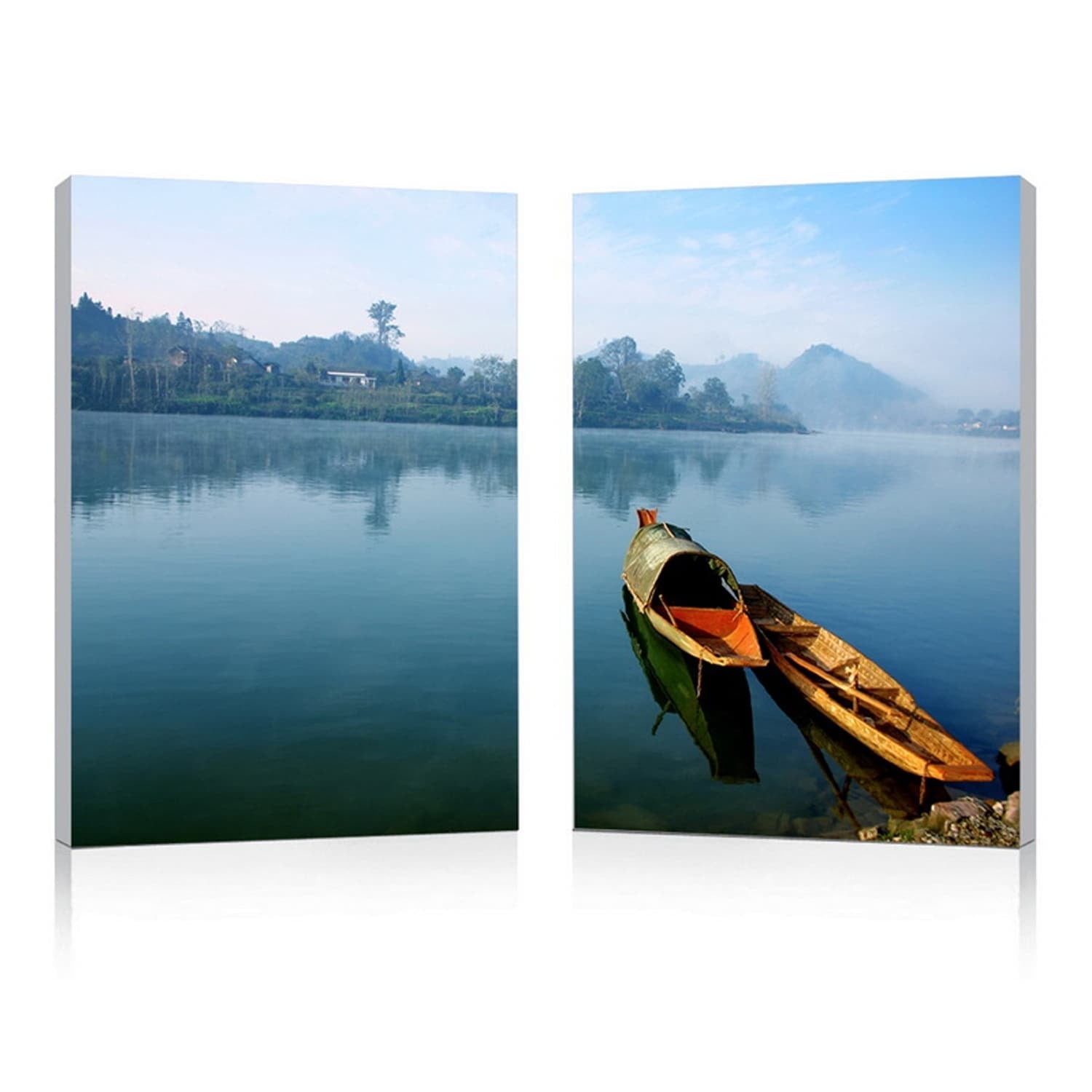 Tranquil Lake Scene Multi-Panel Canvas Wall Art Set