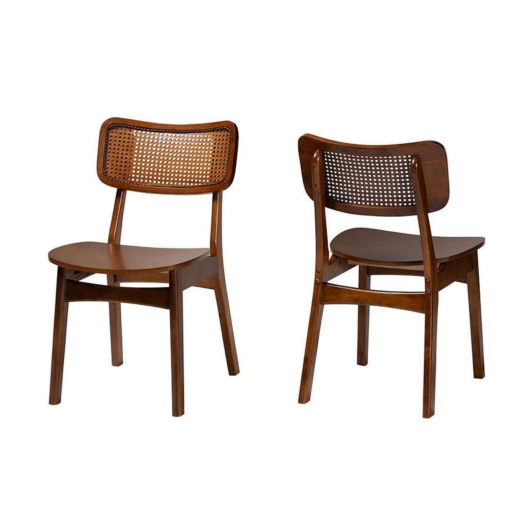 Walnut Brown Low Rattan and Cane Side Chair