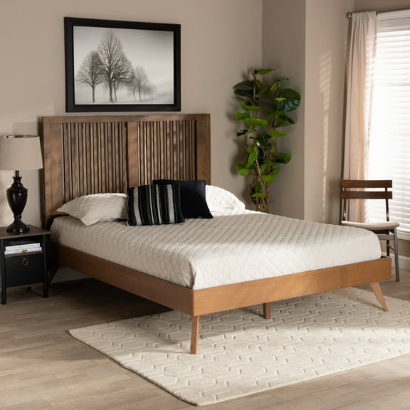 Baxton Studio Takeo Transitional Wood Platform Bed, King, Ash Walnut
