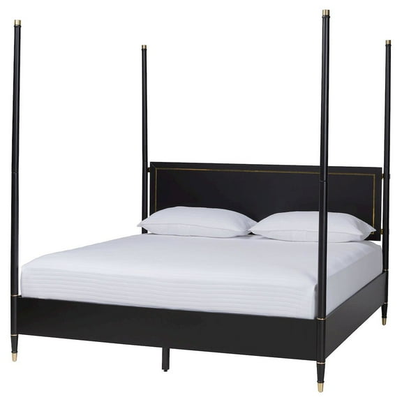 Baxton Studio Tamra Four-Poster Platform Bed Black Wood Bed Frame King
