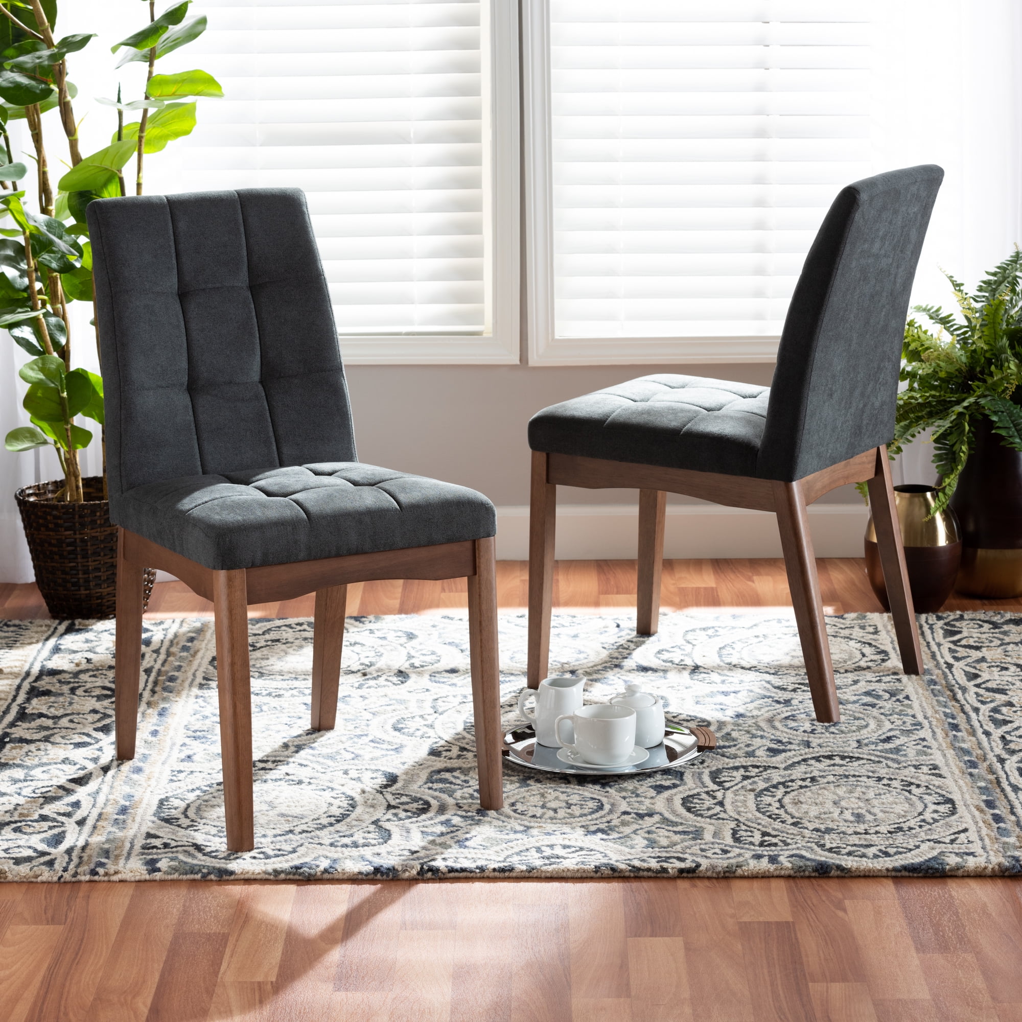 Baxton Studio Tara Dining Chair, Set of 2, Dark Grey