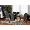 thumbnail image 1 of Baxton Studio Tara Mid-Century Modern Dark Grey Fabric Upholstered and Walnut Brown Finished Wood 7-Piece Dining Set, 1 of 7