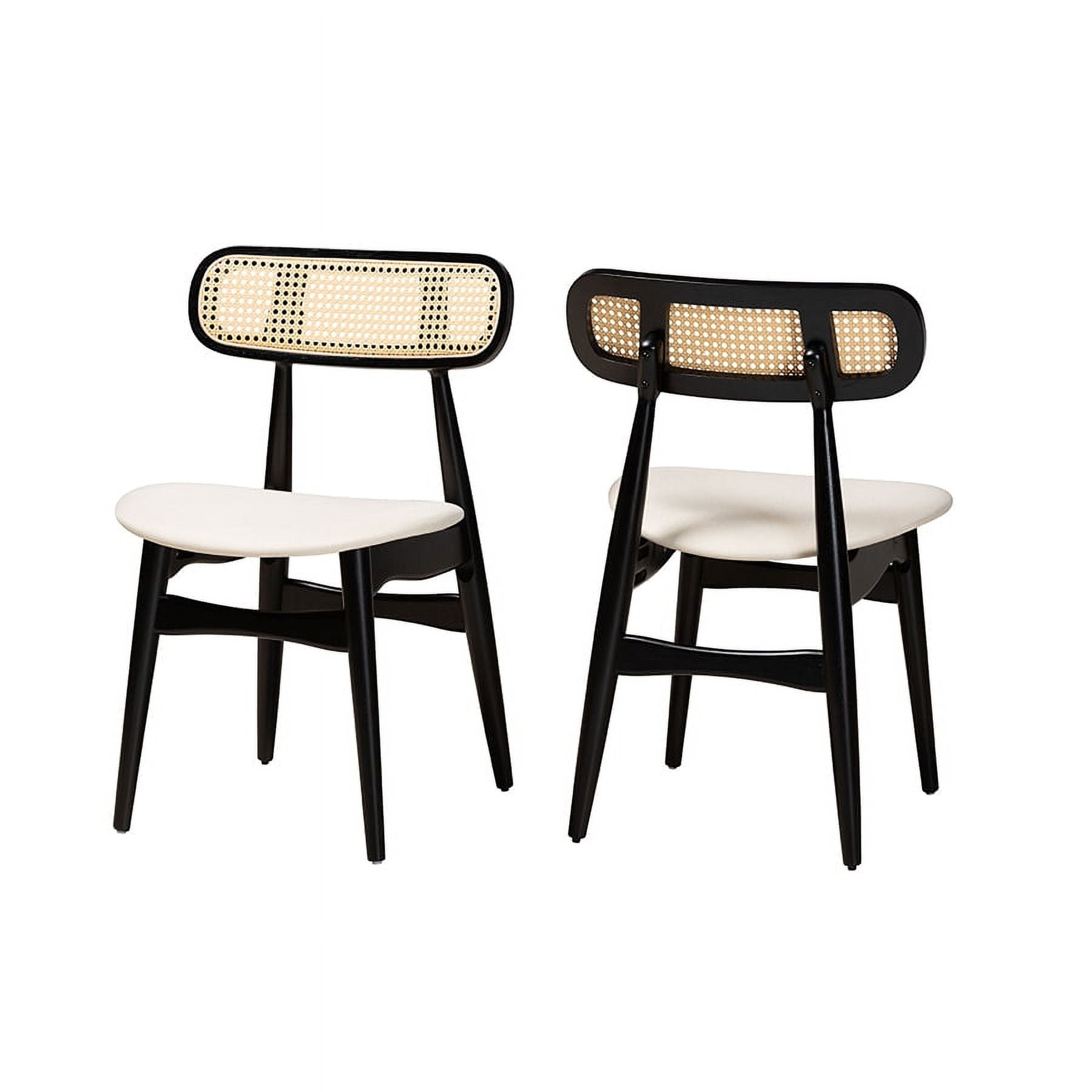 Tarana Cream Fabric and Black Wood 2-Piece Dining Chair Set