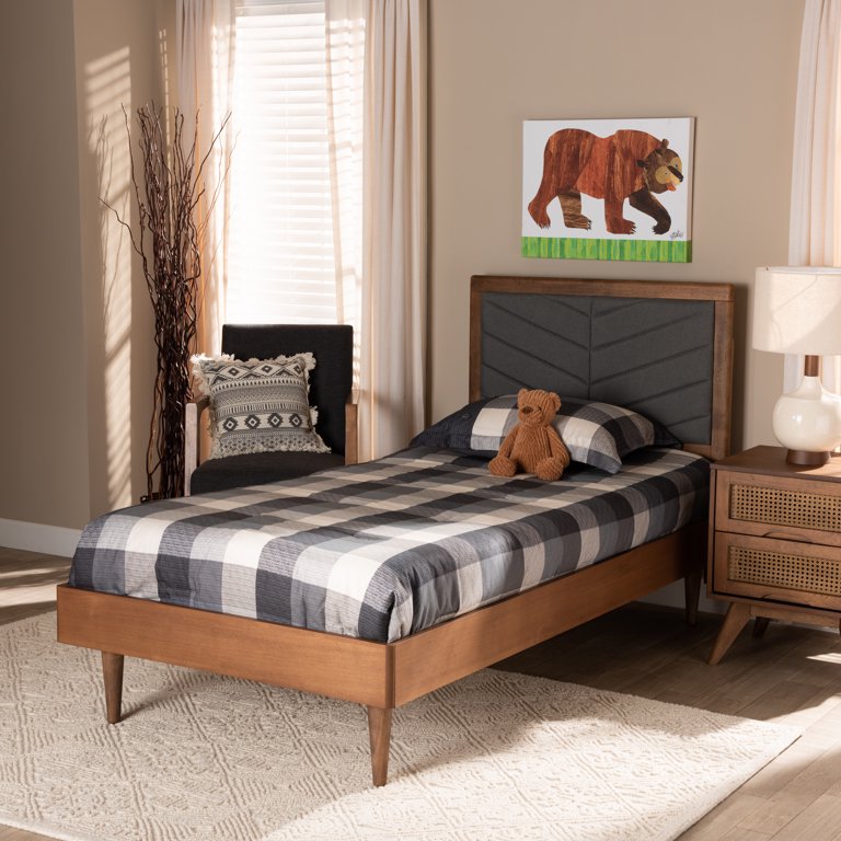 Baxton Studio Tasha Twin Platform Bed - Dark Grey Fabric