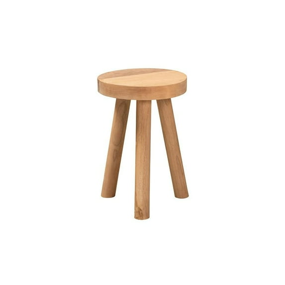 Baxton Studio Terah Modern Natural Brown Teak Wood Ottoman Footstool