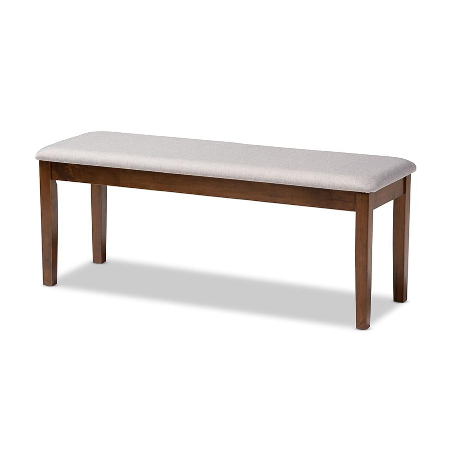 Teresa Gray Fabric and Walnut Wood Dining Bench