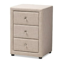 Baxton Studio Tessa Modern and Contemporary Beige Fabric Upholstered 3-Drawer Nightstand