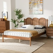Baxton Studio Thatcher Mid-Century Platform Bed, Queen, Walnut Brown