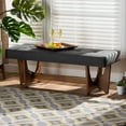 thumbnail image 1 of Baxton Studio Theo Mid-Century Modern Dark Gray Fabric Upholstered Walnut Finished Bench, 1 of 8