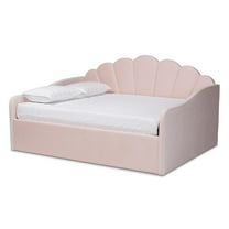 Baxton Studio Light Pink Velvet Fabric Upholstered Queen Size Daybed