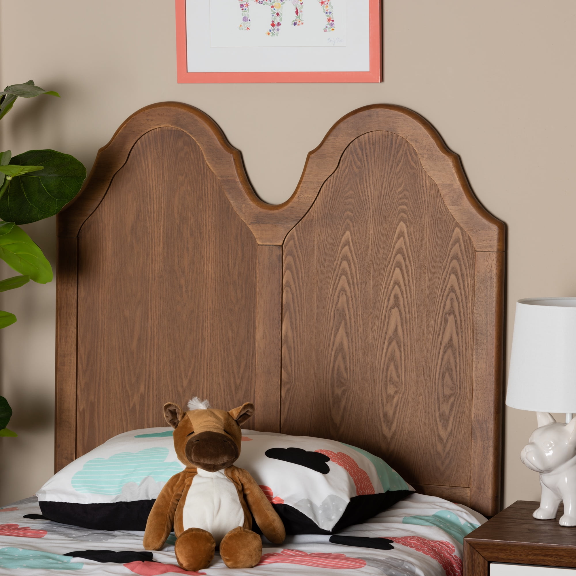 Baxton Studio Tobin Classic Panel Back Support Engineered Wood Headboard, Twin, Ash Walnut