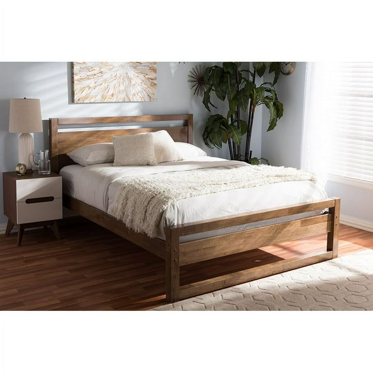 Baxton Studio Torino Mid-Century Modern Solid Walnut Wood Open Frame Style King Size Platform Bed Baxton Studio Torino Mid-Century Modern Solid Walnut Wood Open Frame Style King Size Platform Bed
