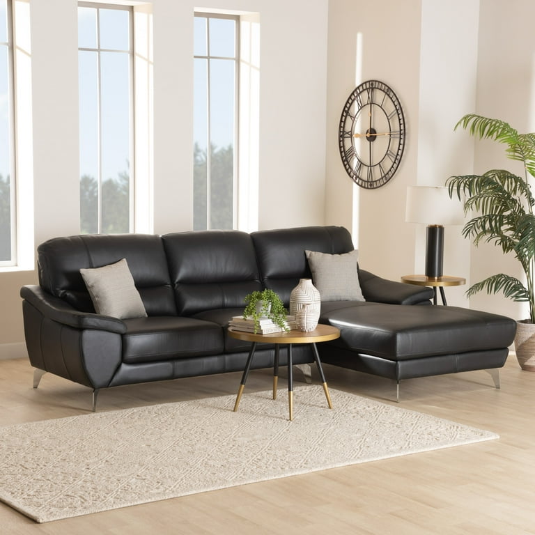 Baxton Studio Townsend Modern Brown Full Leather Sectional Sofa with Right Facing Chaise Baxton Studio Townsend Modern Brown Full Leather Sectional Sofa with Right Facing Chaise