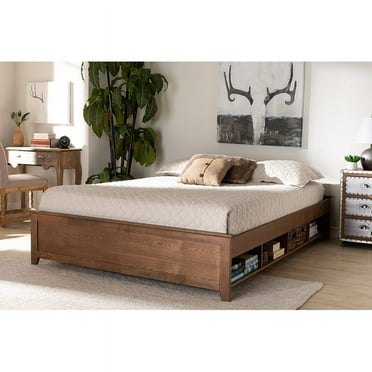 Baxton Studio Traditional Rubberwood Storage Platform Bed, Full, Brown