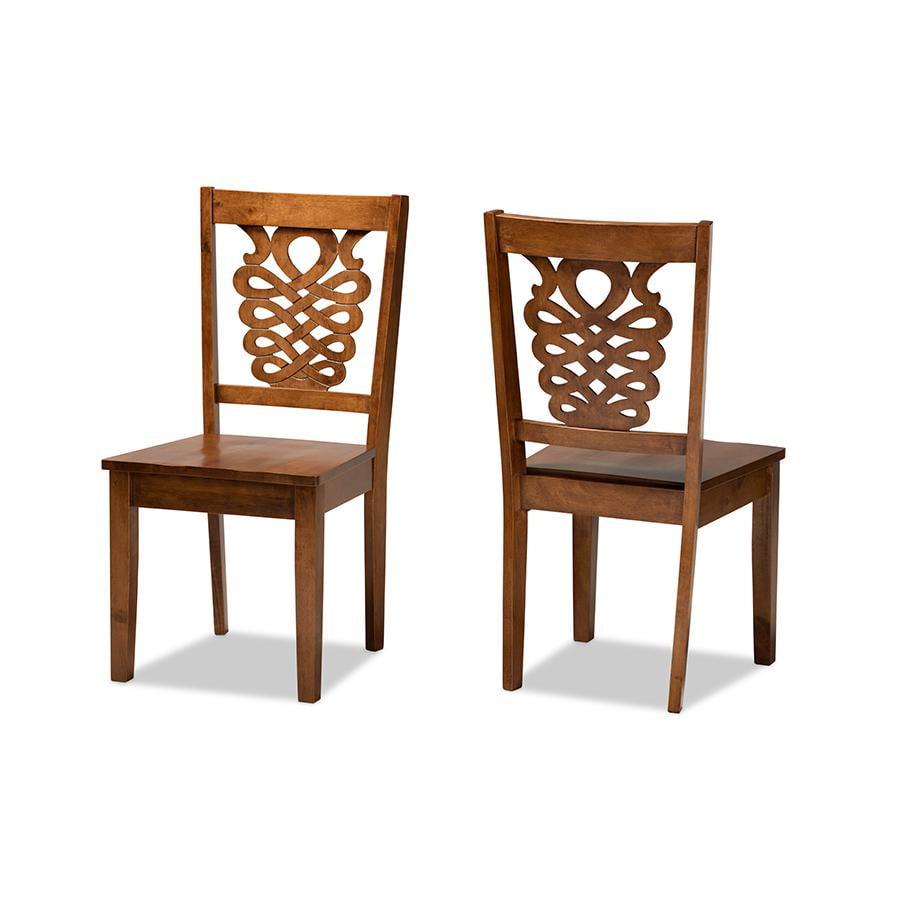 Walnut Brown Low Wood and Cane Arm Chair