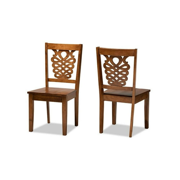Baxton Studio Transitional Walnut Brown Finished Wood 2-Piece Dining Chair Set