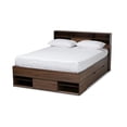 thumbnail image 1 of Baxton Studio Tristan Modern and Contemporary Walnut Brown Finished Wood 1-Drawer Queen Size Platform Storage Bed with Shelves, 1 of 24