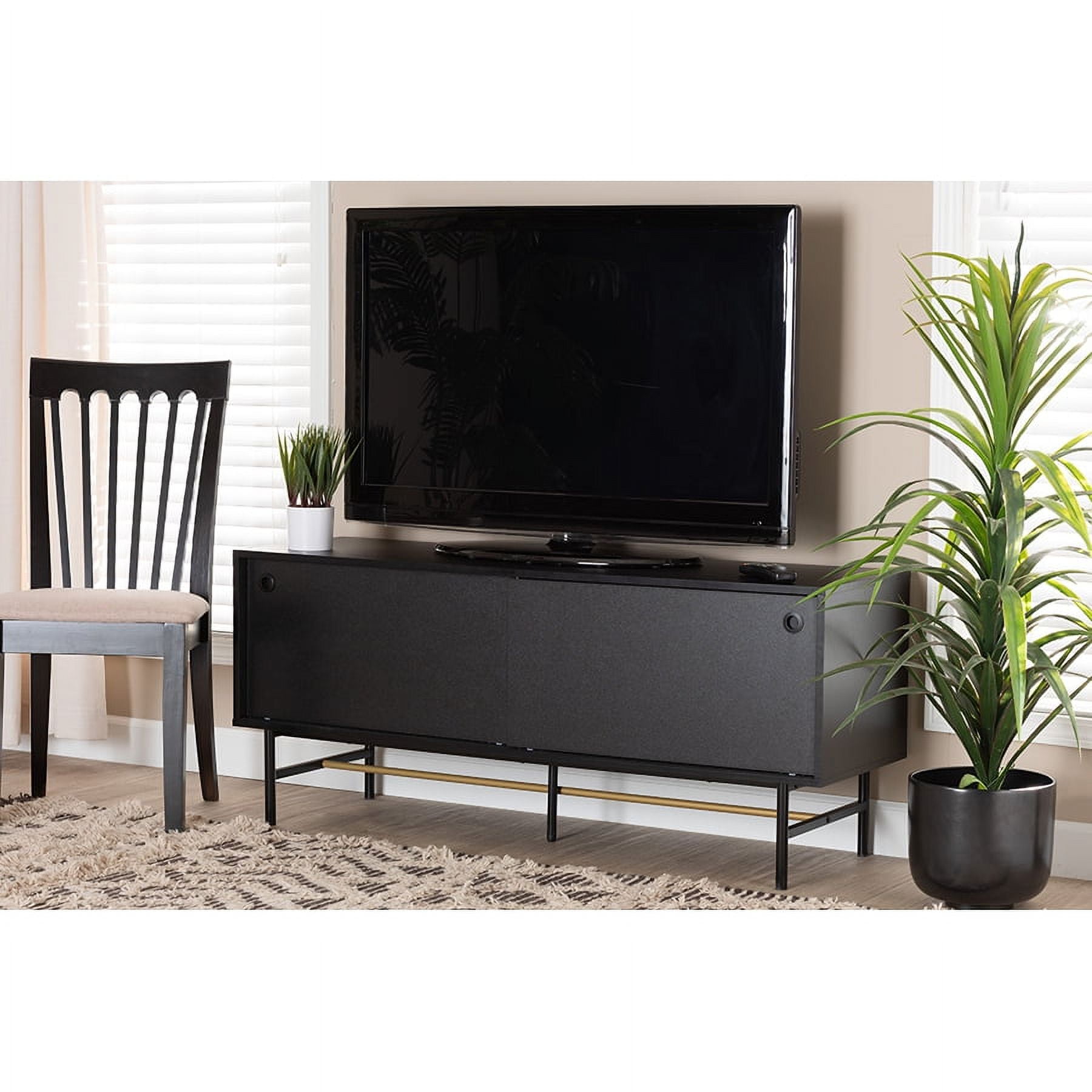 Baxton Studio Truett Modern Dark Brown Finished Wood and TwoTone Black