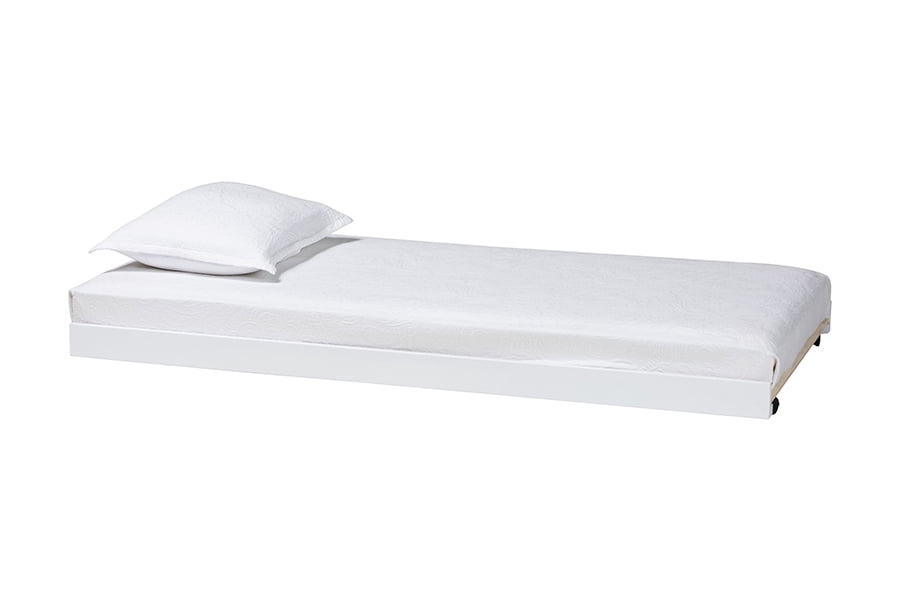 Baxton Studio Lucera Trundle - Underbed Low-Profile Rolling Base for Daybeds and Guest Rooms, Twin, White
