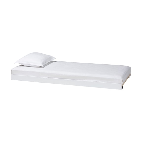 Baxton Studio Lucera Trundle - Underbed Low-Profile Rolling Base for Daybeds and Guest Rooms, Twin, White