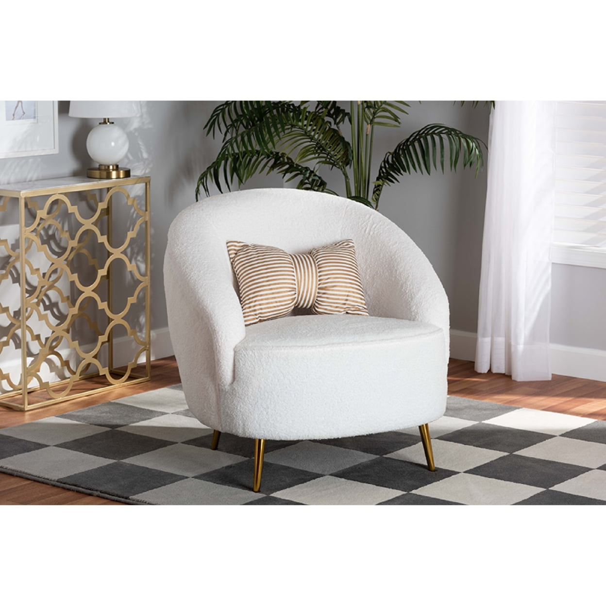 Baxton Studio Urian Modern and Contemporary White Boucle