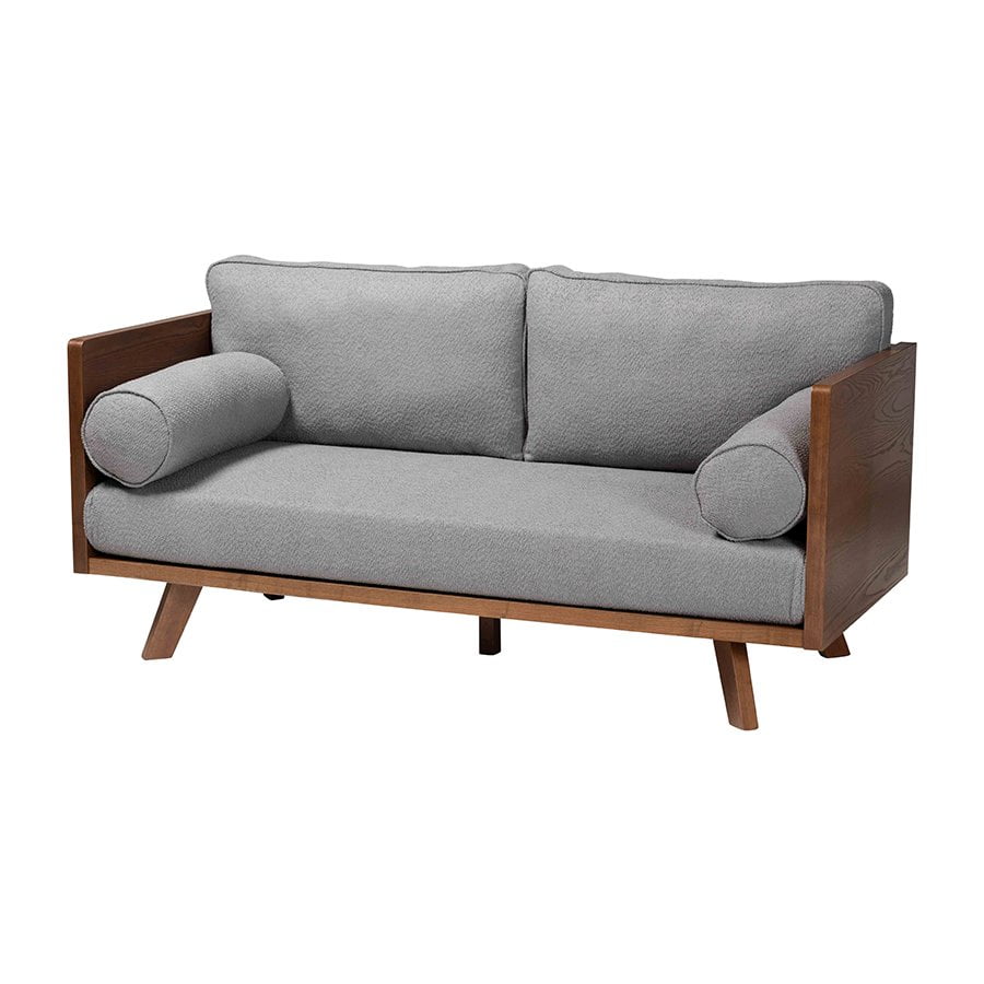 Uriel 72" Grey Boucle Fabric Lawson Sofa with Wood Frame