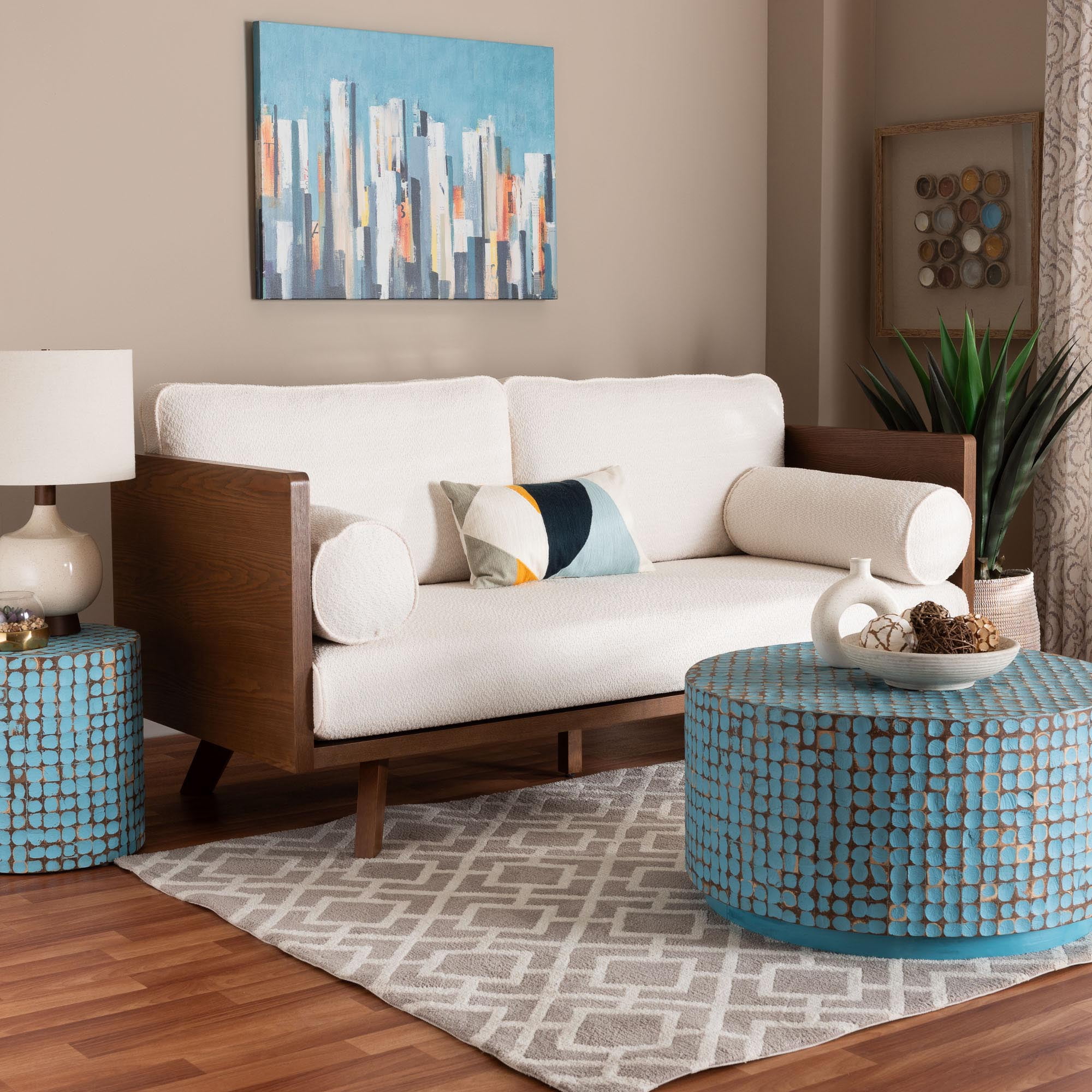Baxton Studio Uriel Mid-Century Sofa Boucle Fabric - Walmart.com