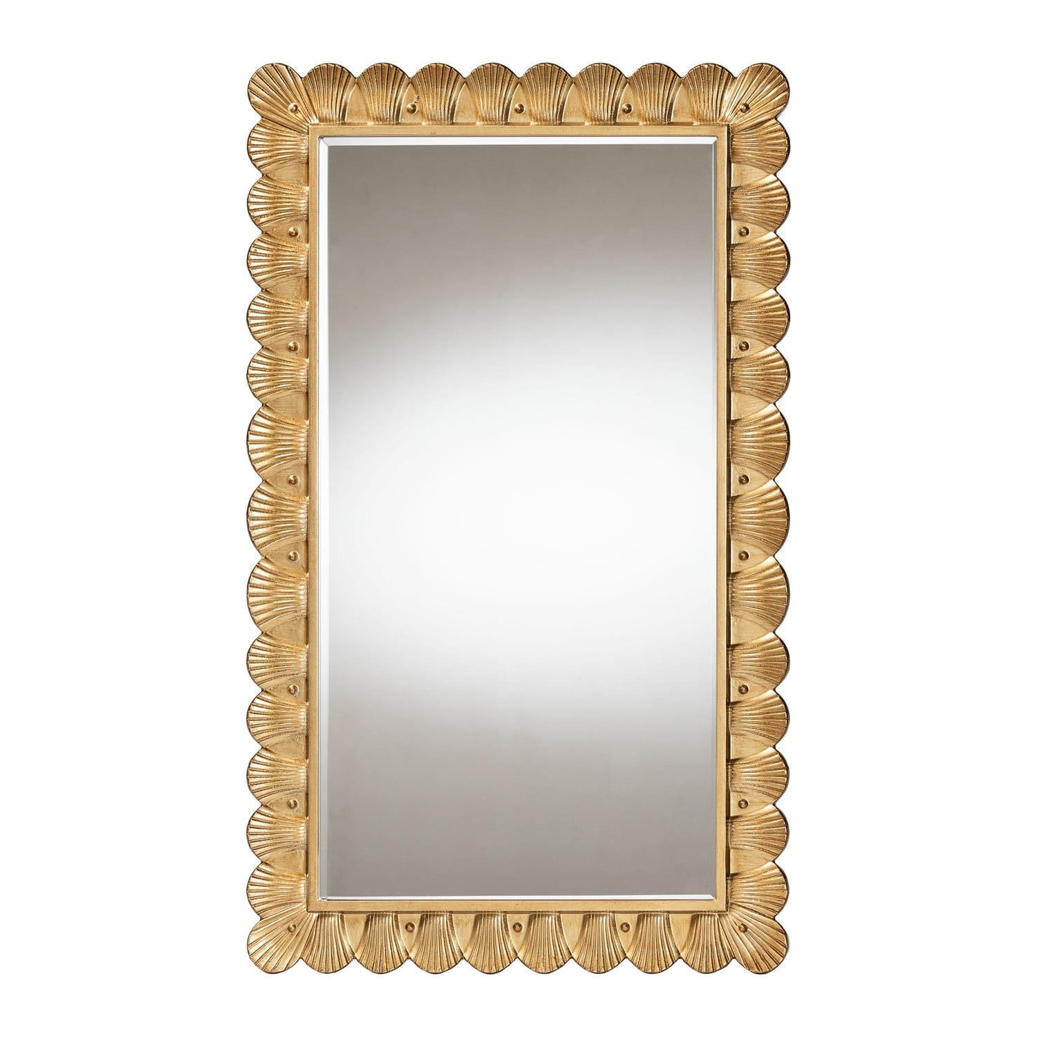 Vadim Antique Gold Seashell Border Rectangular Wood Mirror