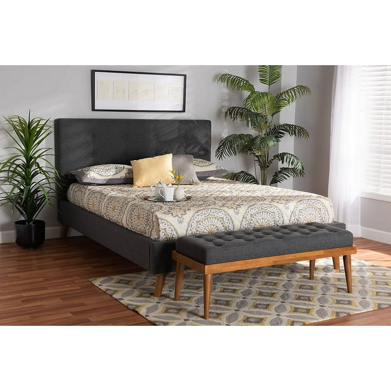 Baxton Studio Valencia Mid-Century Modern Dark Grey Fabric Upholstered Full Size 2-Piece Bedroom Set Baxton Studio Valencia Mid-Century Modern Dark Grey Fabric Upholstered Full Size 2-Piece Bedroom Set