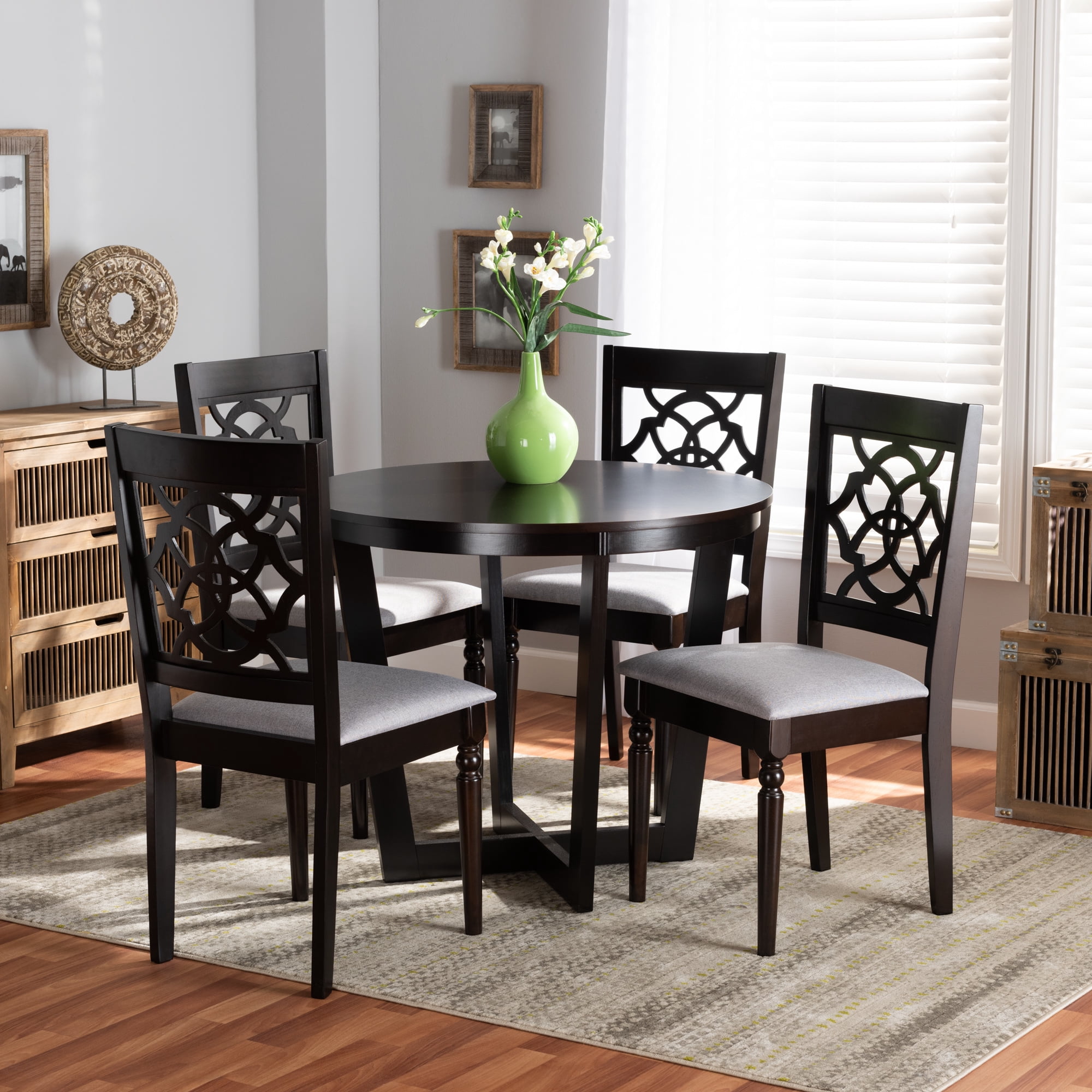 Baxton Studio Valerie Modern Dining Set, 5-Piece, Dark brown