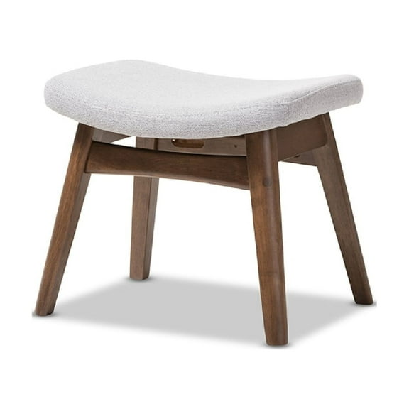 Baxton Studio Vera Mid-Century Modern Light Grey Fabric Upholstered Ottoman