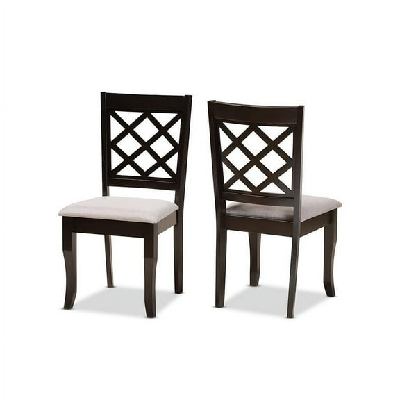 Baxton Studio Grey Fabric Upholstered and Dark Brown Finished Wood 2-Piece Dining Chair Set