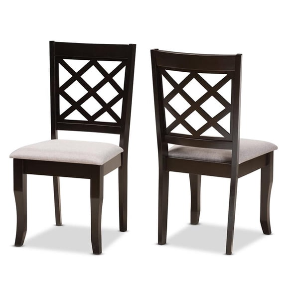 Baxton Studio Verner Grey Dark Brown Finished Wood 2-Piece Dining Chair Set