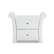 Baxton Studio Victoria Matte White PU Leather 2 Storage Drawers Nightstand Bedside Table