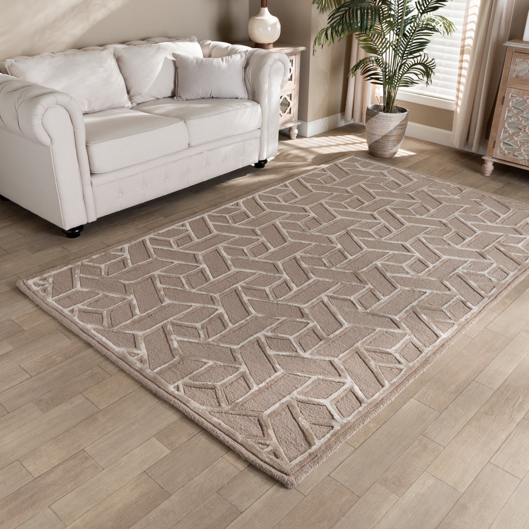 Baxton Studio Vigo Modern Sand Wool Blend Area Rug - Walmart.com