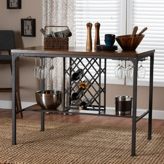 Baxton Studio Vintner Industrial Pub Table, Matte Brown