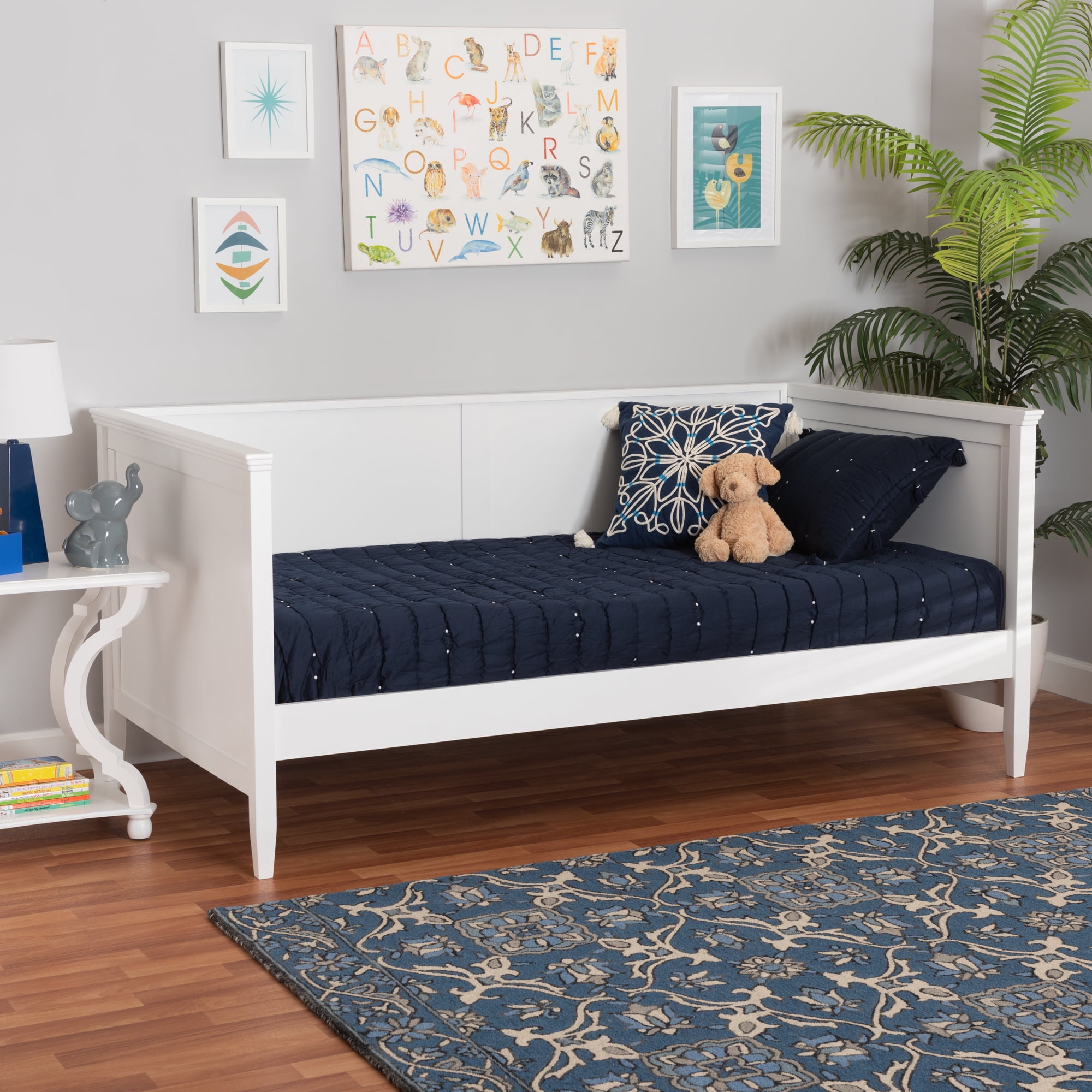 Baxton Studio Viva Traditional White Finished Wooden Twin Size Daybed with Raised Borders and Inset Paneling
